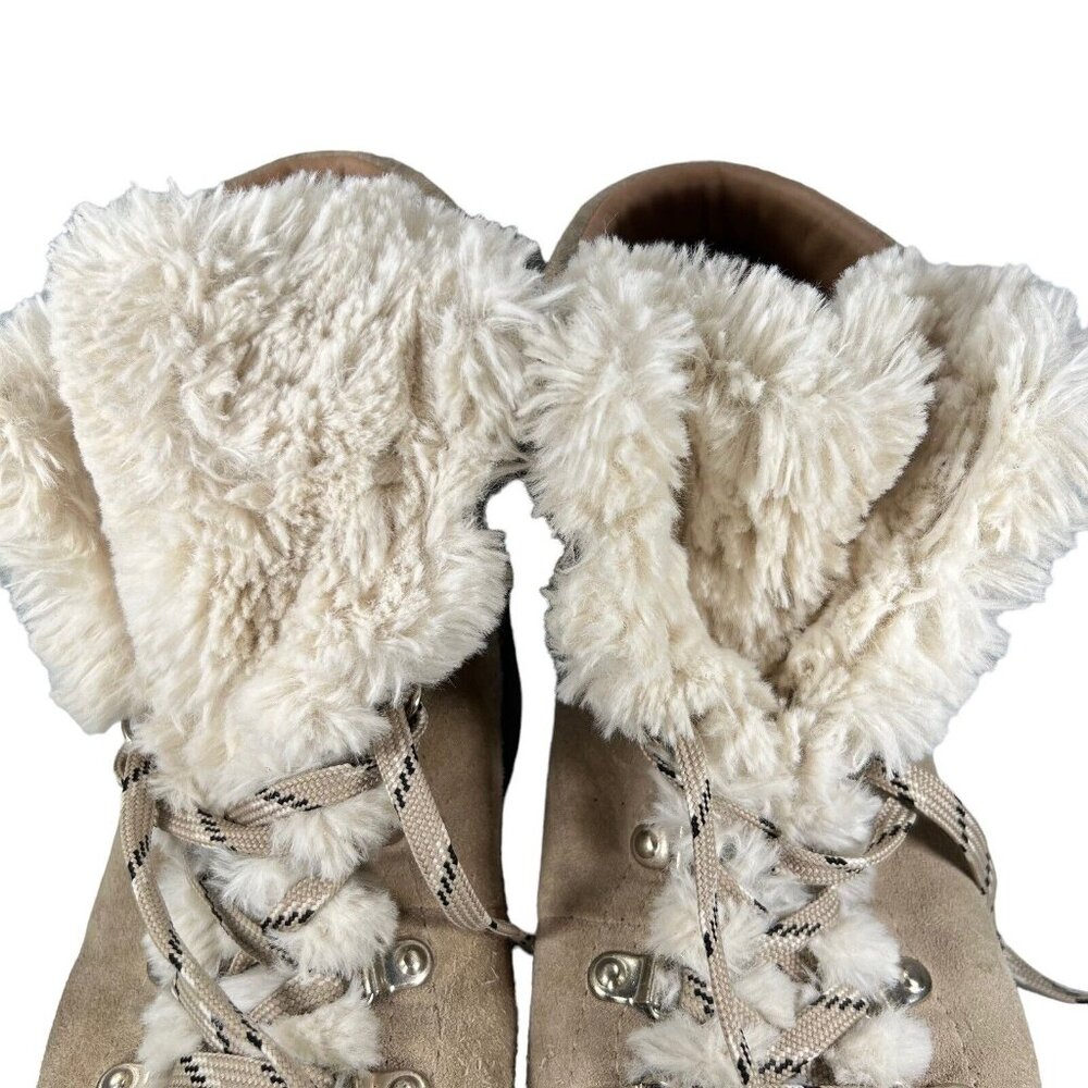 Sam Edelman Ankle Boots Darrah 2 Sherpa Combat Hiker Sz 10 Tan Suede Lace Up - Picture 2 of 13